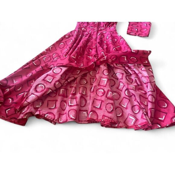 d. Frank Women’s Vintage 80s Pink Cotton Button Down Midi Dress M Excellent C. - Picture 4 of 11